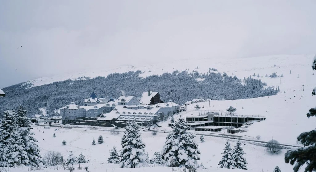 glass igloo resort winter landscape