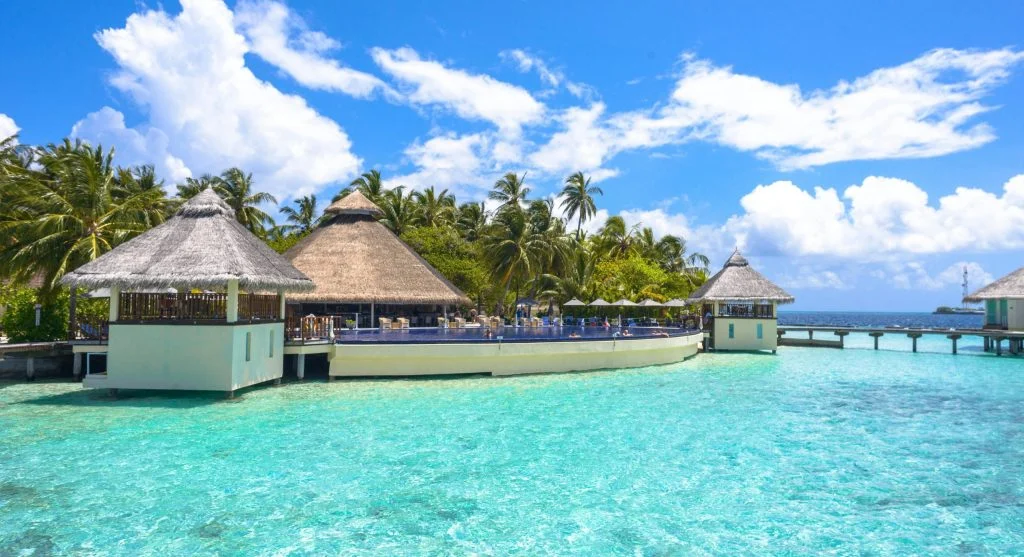 luxury resort on volcanic island