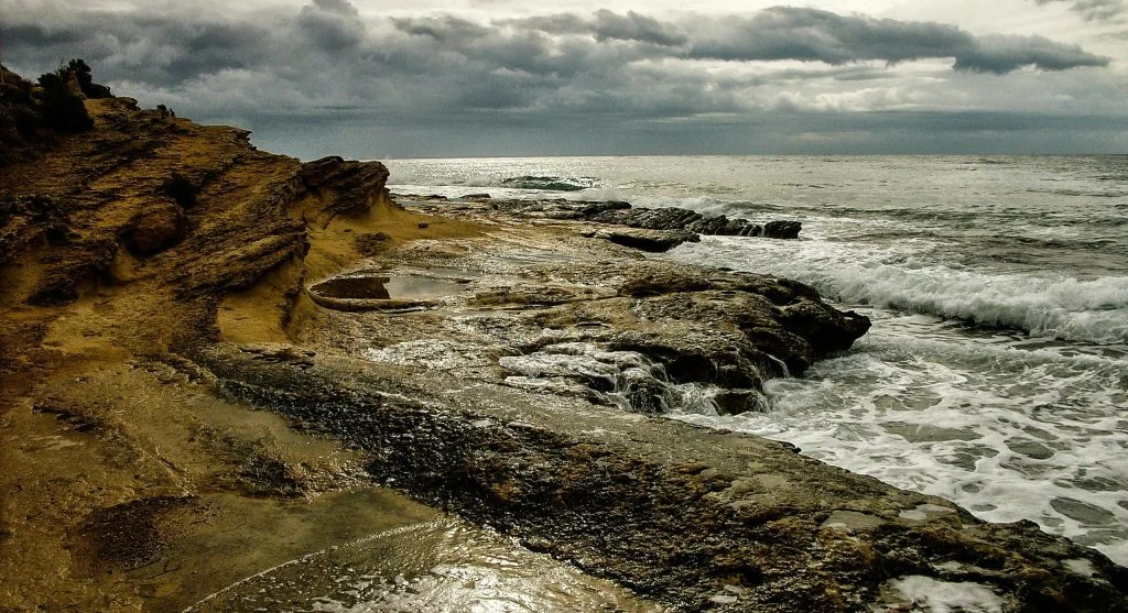 winter storm coastal scene