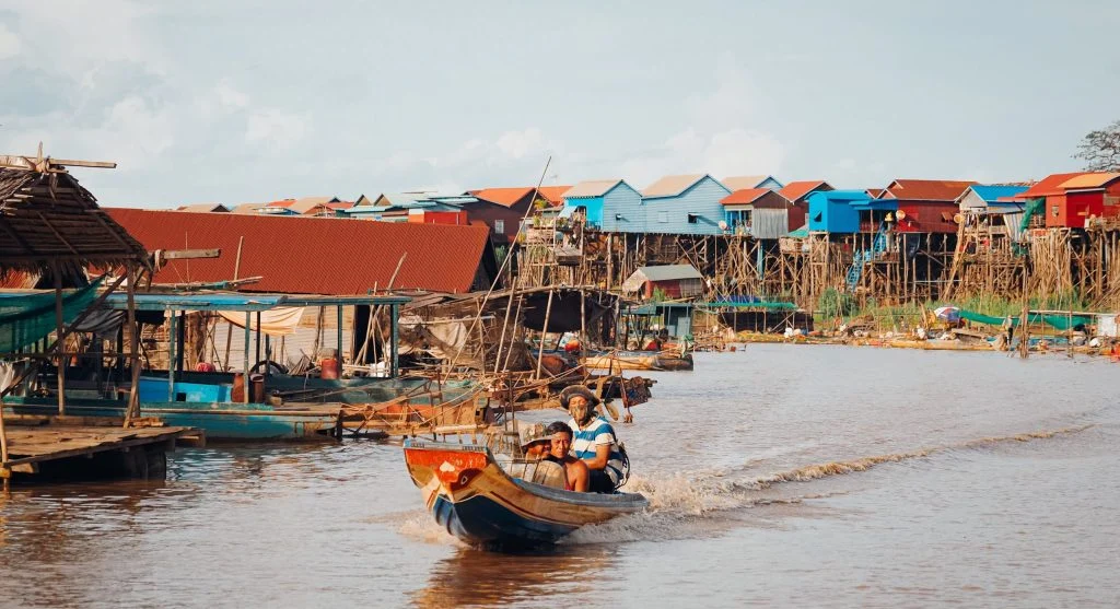 colorful floating village homes