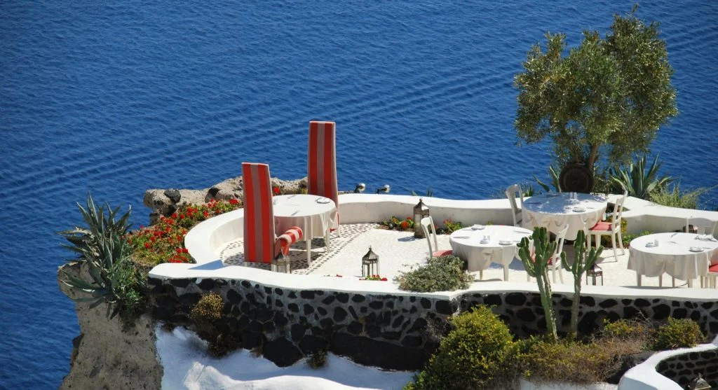 luxury island lighthouse outdoor dining